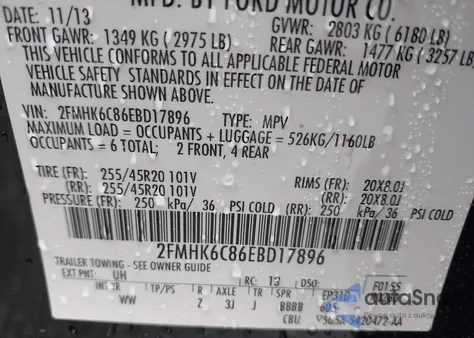 2014 Ford Flex Sel z USA, uszkodzony, nr VIN 2FMHK6C86EBD17896